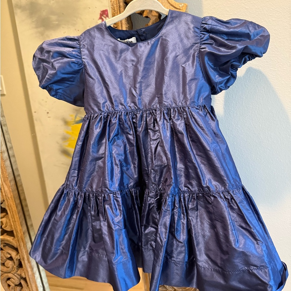100% Silk Jesurum Italy 4year Blue Puff Sleeve Dress